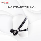 it'spleaZure adjustable head restraints with 5cm ball gag - BDSM bondage set